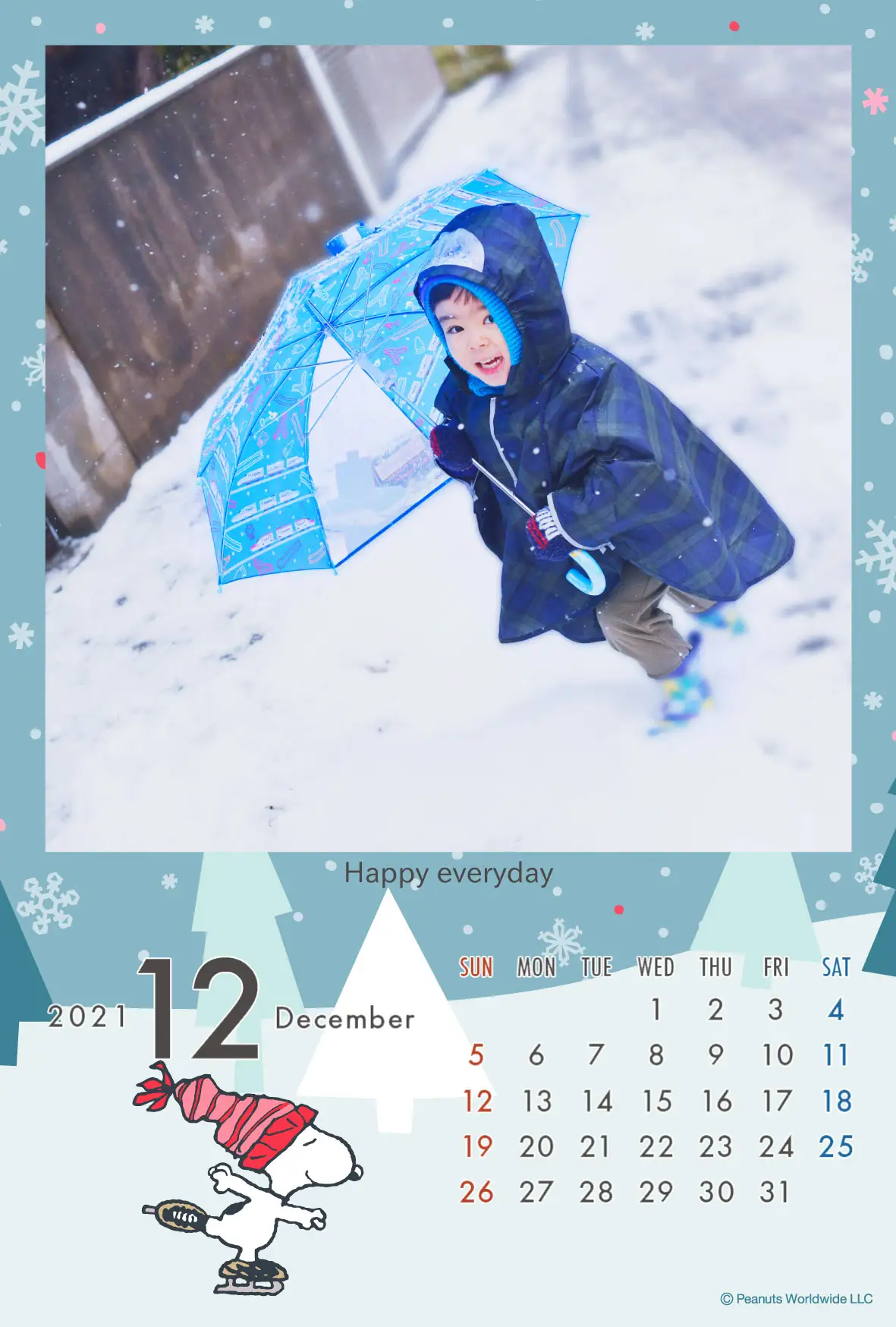 スヌーピー（冬）のこよみフォトカレンダーあり
