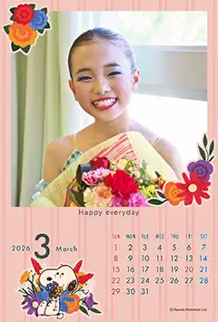 スヌーピー（花束）のこよみフォトカレンダーあり