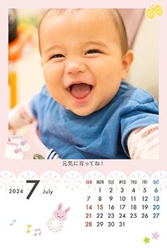 赤ちゃん ピンクのこよみフォトカレンダーあり