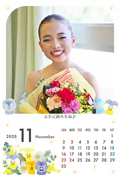 パンジー（11月）のこよみフォトカレンダーあり