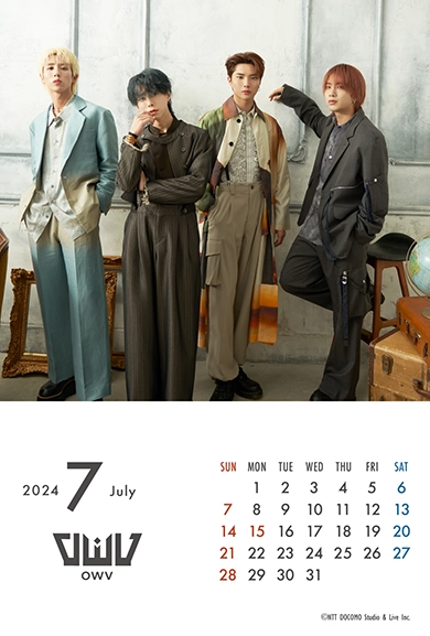 OWV7月（全員）のこよみフォトカレンダーあり