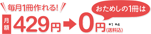 月額429円　毎月1回　送料無料　*1*4